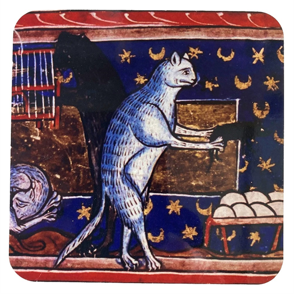 Medieval Cat Coasters for Drink Set Pattern Round Coasters, B