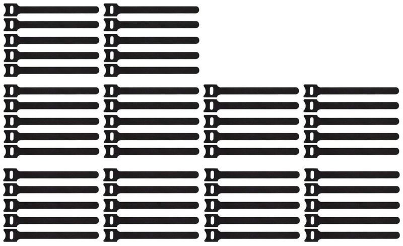 50 Pack: Reusable Hook and Loop Cable Ties 150mm X 12mm BLACK