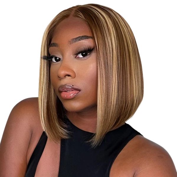 8Inch 13x4 Frontal HD Lace P4/30 Highlight Piano Bob Wig Human Hair