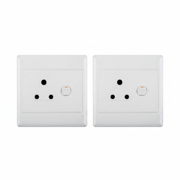Nexus 16 Amp 4x4 Single Socket Switch with Cover - White - 2 Pack