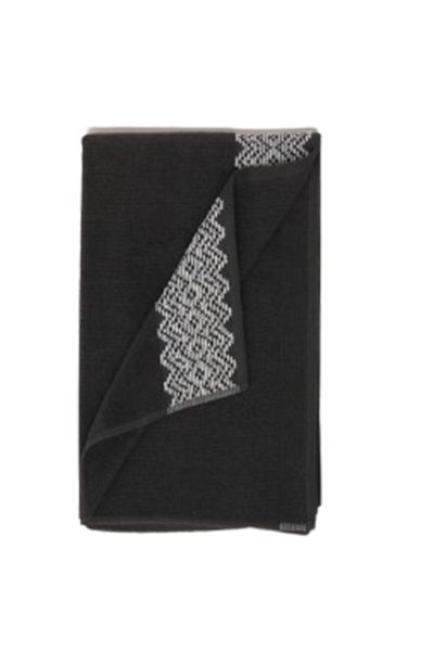 Weave Border Guest Towel - Charcoal