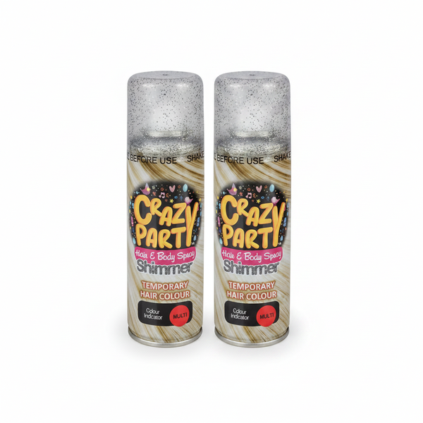 Crazy Party Glitter Spray for Hair, Skin &amp; Clothing - Multi-Use - 2 Pack