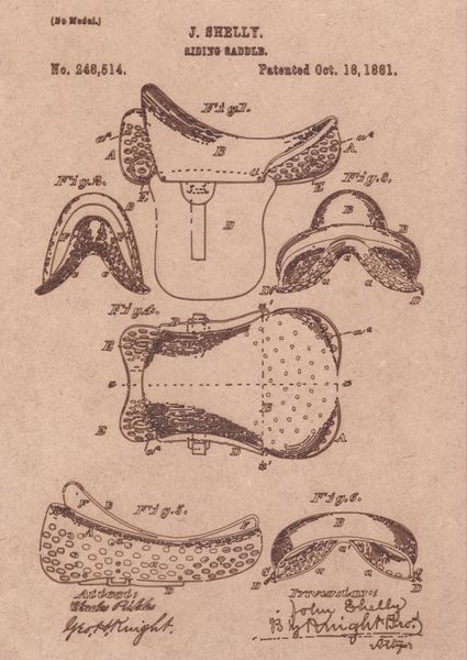 Vintage Patent Sketch Style Saddle - Unframed