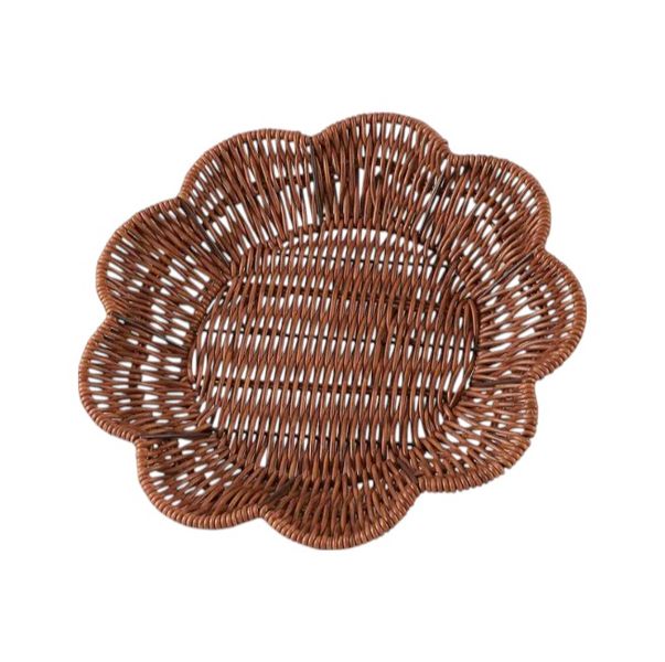 1 Piece - Small Woven Fruit Or Snack Tray - Brown