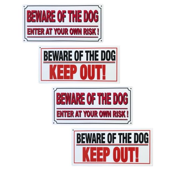 Dog Warning Signs 25x12cm - Beware of the Dog (Set of 2)