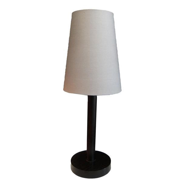 Dark Mahogany Wooden Bedside Lamp with Grey Shade