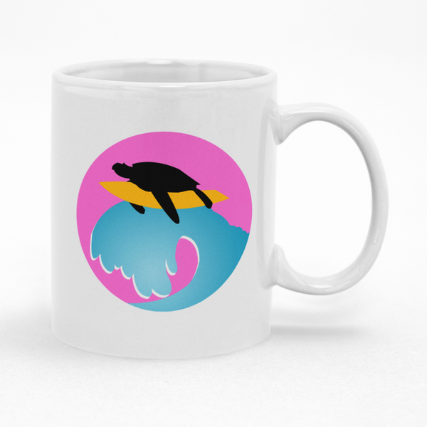 Surfing Turtle Mug, Coffee Cup Gift Idea for Christmas or Birthday