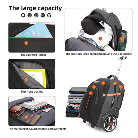 Webuy Rolling Luggage Trolley Backpack With Lunch Bag For Student