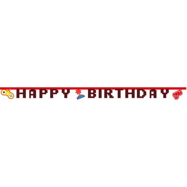 Gaming Party Happy Birthday Die-cut Banner