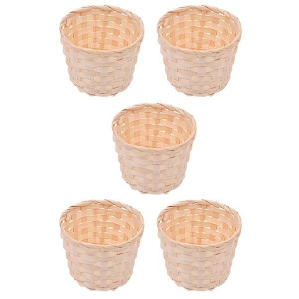 5PCS Mini Woven Baskets Without Handles for Party Favors Crafts Decor Suita