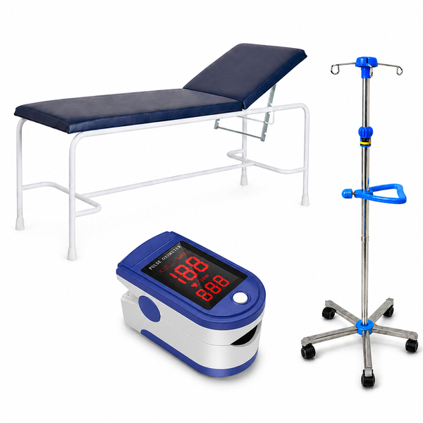 Medical Couch Bed, Drip Stand, &amp; Oximeter