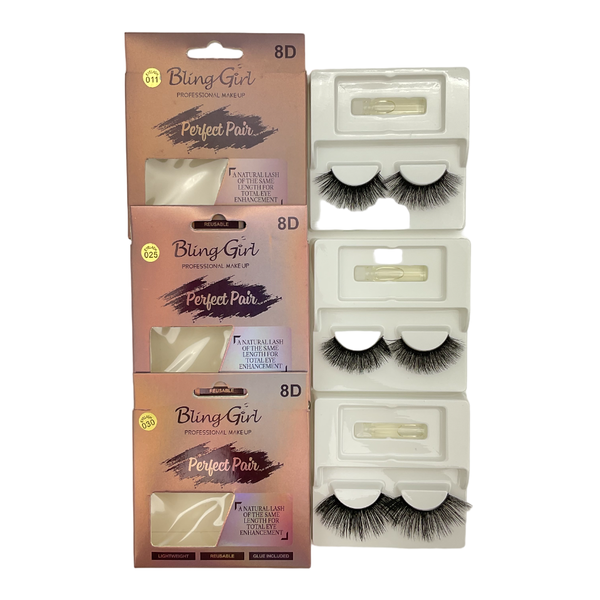 Bling Girl Perfect Pair 8D Eyelash 3 Pairs #011, #024 &amp; #025