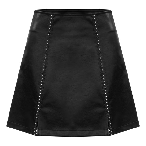 PUNK RAVE Slit Faux Leather Mini Skirt