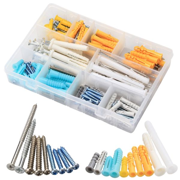 DIY Tools Self Tapping Drywall Expansion Anchor Screw Wall Plug (200 Piece)