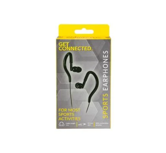Stay Put Stereo Earphones - Lightweight Ear-Clip, 1.0m Cord