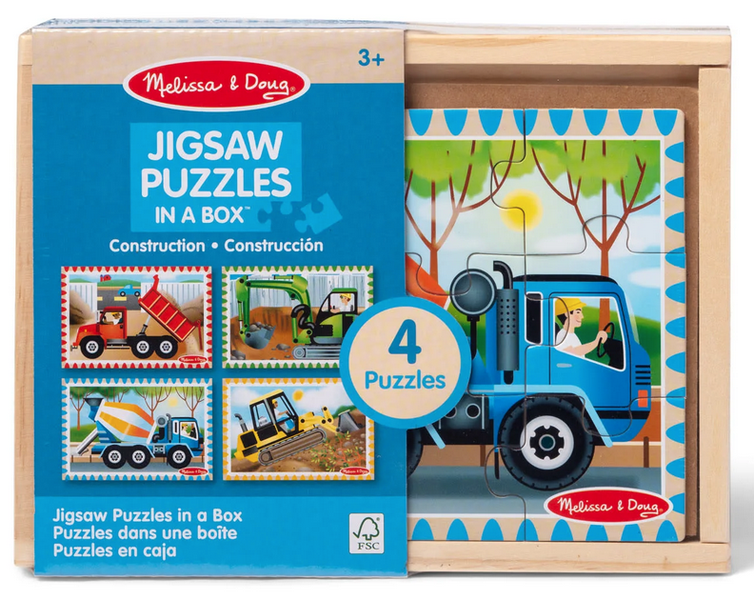 Melissa &amp; Doug Wooden Construction Puzzles (4 Puzzles - 12 Pieces)