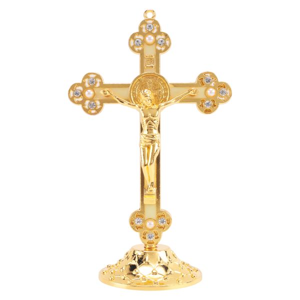 Standing Crucifix with Base for Home and Religious Gifts(Gold)