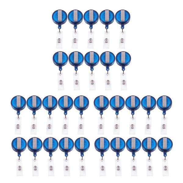 10 Retractable Reel Recoil Id Badge Lanyard Blue