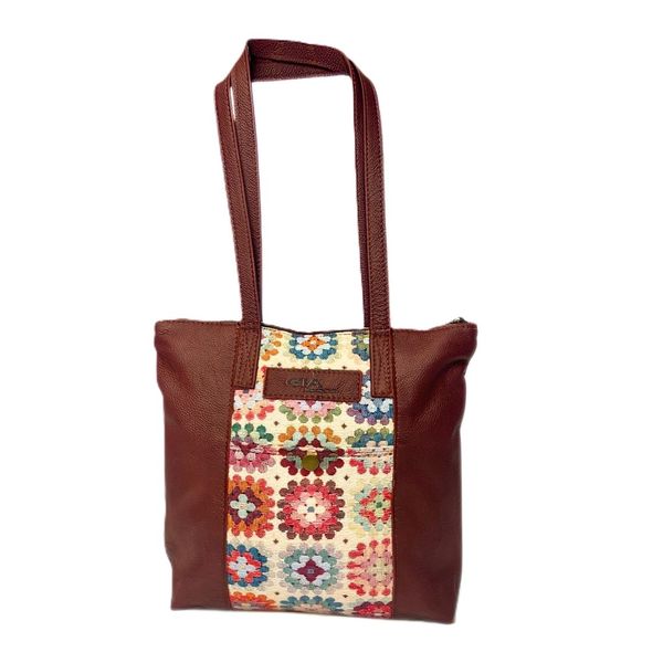 Gia Women Panel Tote Crochet Bag