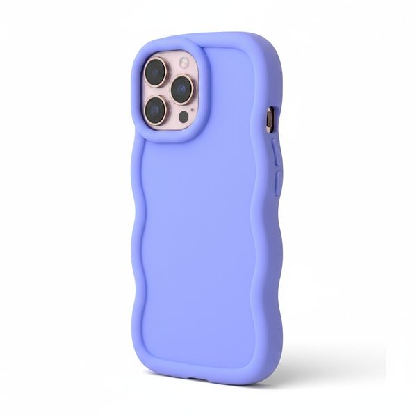 Lavender Wavy Edge Phone Case with Wrist Strap &amp; Pearl Bow Compatible with