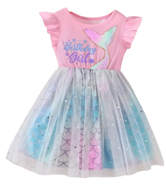 Mermaid Tail Birthday Girl Dress