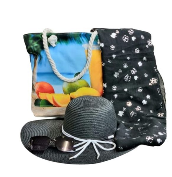 Beach Combo Set - Hat/Towel/Bag/Glasses