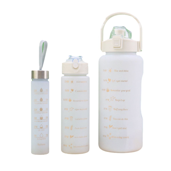 3 Piece Matte Motivational Bottle - 2L, 900ml, 280ml