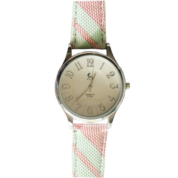 Stylish and elegant ladies watch with mint green and pink strap