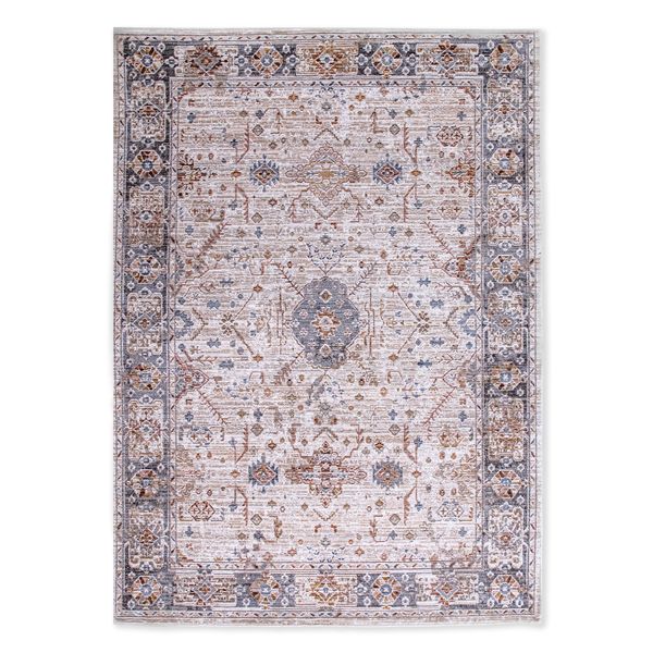 Turkish Blue Beige Rectangular Mersin Rug