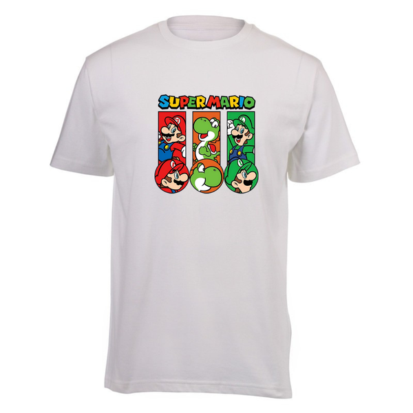 Kids White Short Sleeve T-shirt - Suer Mario and Friends