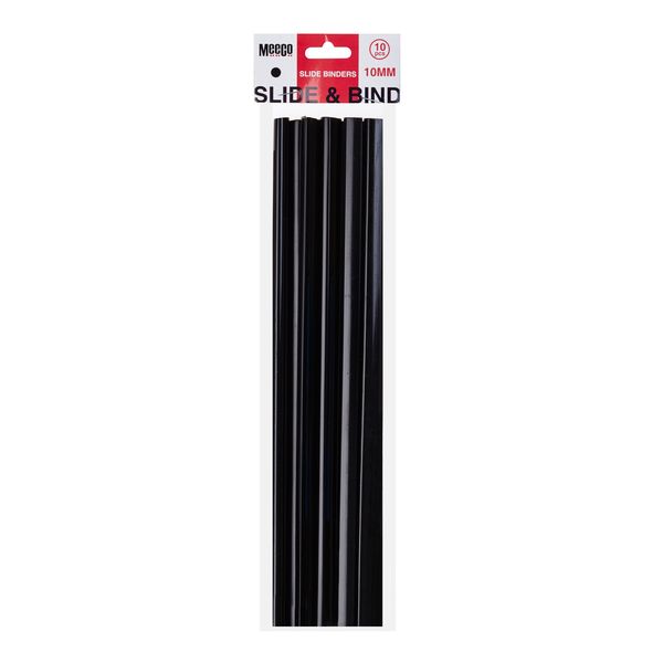 3 Meeco Slide Binders 10mm Black 10 Pack