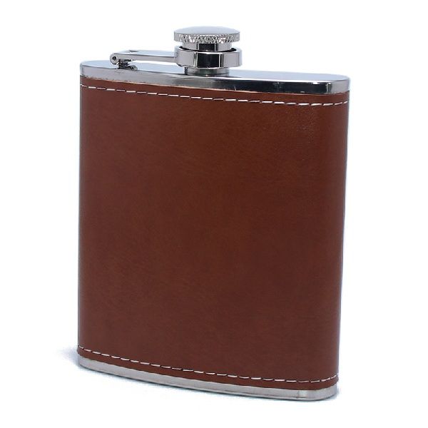 Hip Flask - Stainless Steel and PU Leather Sleeve