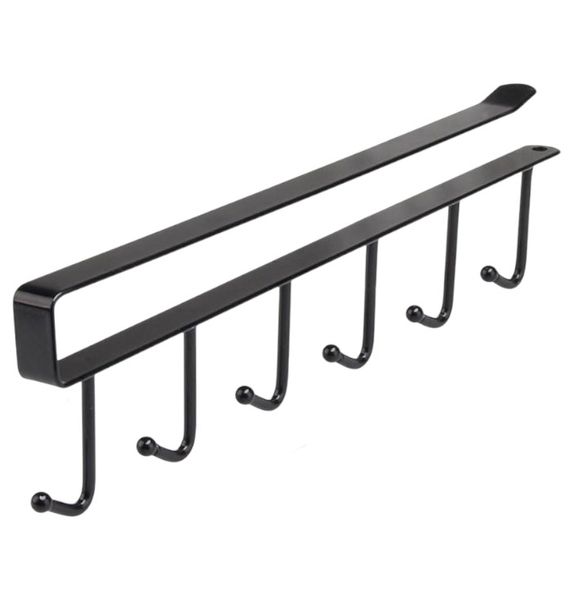 Multi-Purpose Mini Storage Organizer Hanger With 6 Hooks - Black