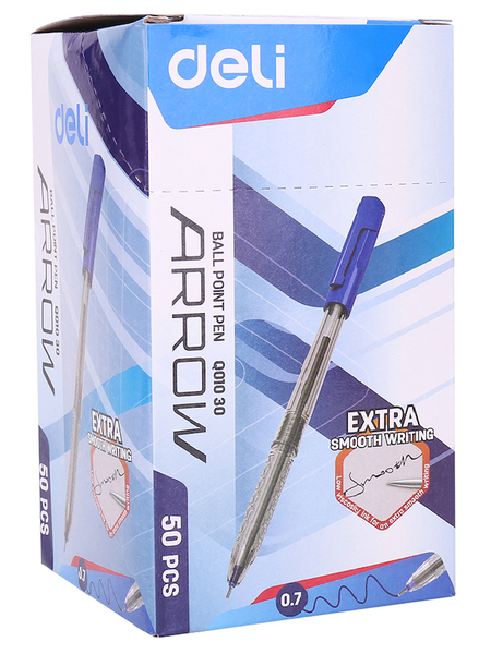 deli-arrow-ball-point-pen-0-7mm-blue-set-of-50-q01030-shop