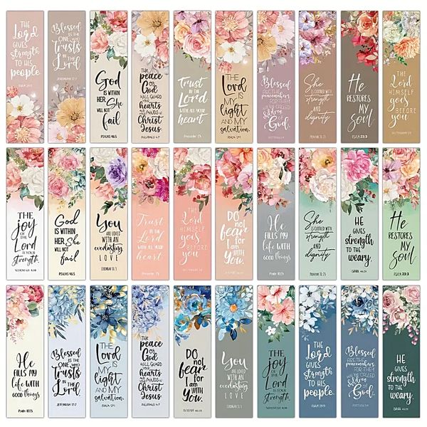 30 x Elegant Floral Bible Quote Christian Gift for Reader Paper Bookmarks
