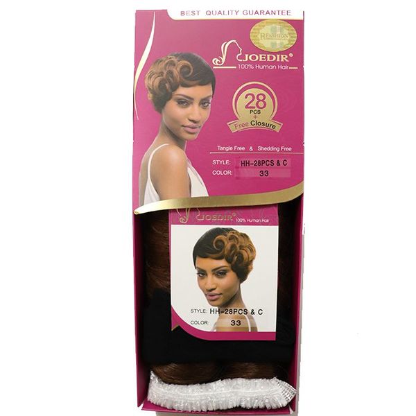 Human Hair Brazilian Hair Pieces With Closure Pixie Cut HH 28 Pieces Color 33