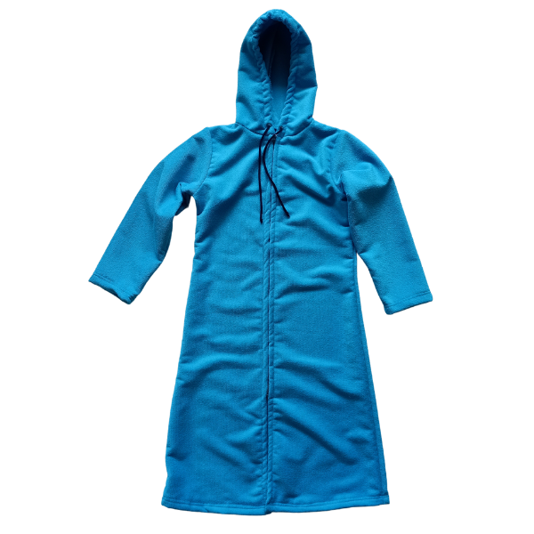 Towelling Robe with Hoodie - Blue