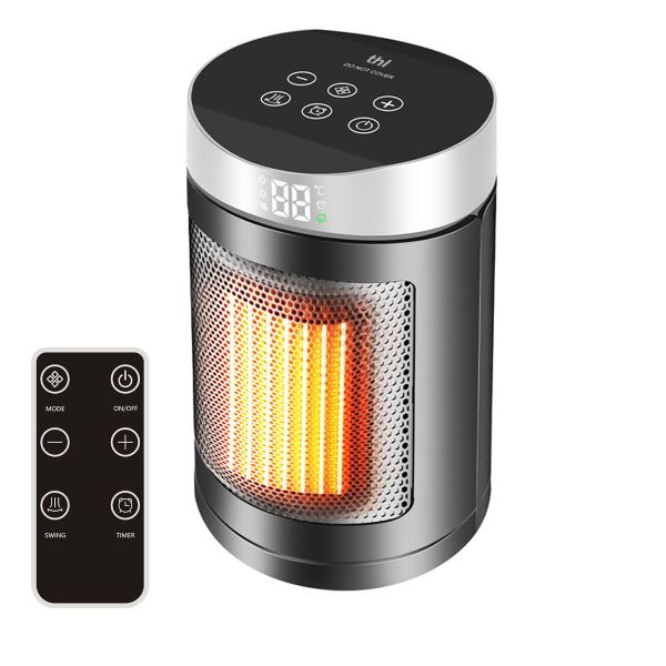 thl Small Portable Space Heater with Remote &amp; 90 Rotating Feature, 1500W