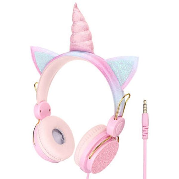 pink Unicorn-Themed Over-Ear Headphones for Kids and Teens