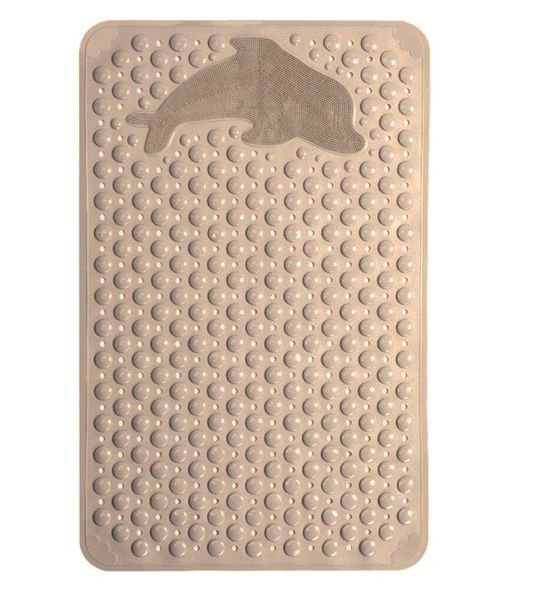 Wonder Towel Non-Slip PVC Bathroom Mat with Dolphin Design Grey X-Large