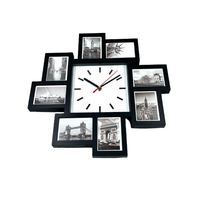 Photo Frame Clock Picture Collage 8-Picture Display Wall Clock
