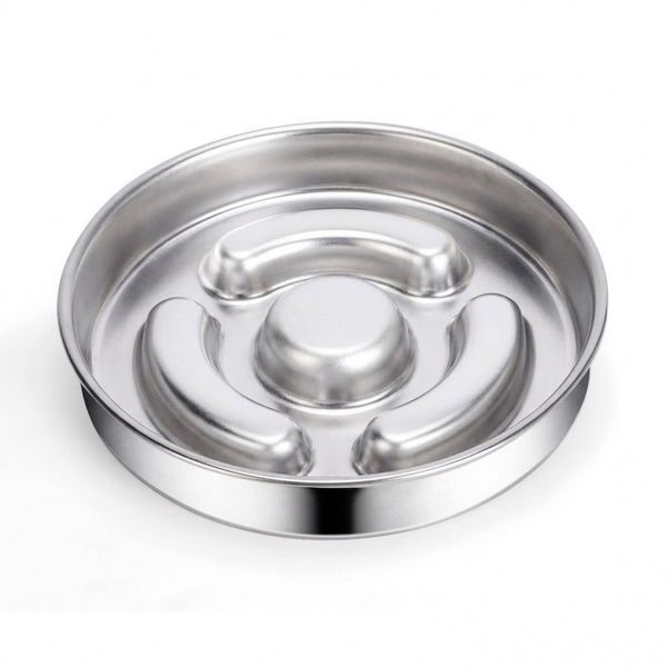 Stainless Steel Slow Feeder Pet Bowl - Silver