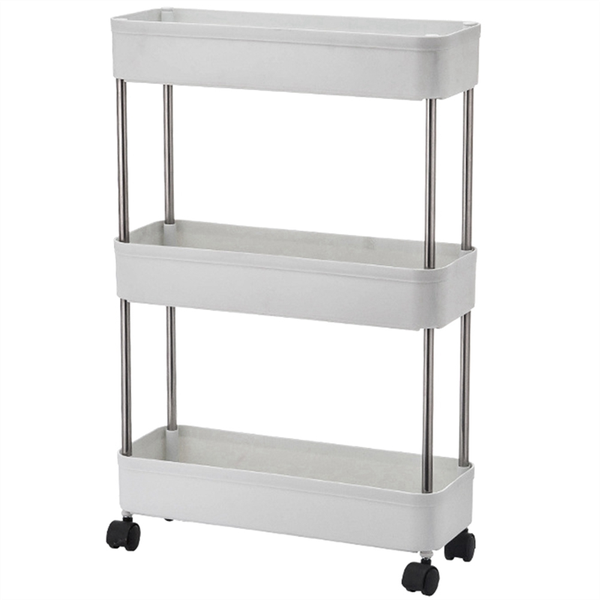 Wheel Trolley Storage For Office Bathroom Kitchen Laundry Room, 3 Tier