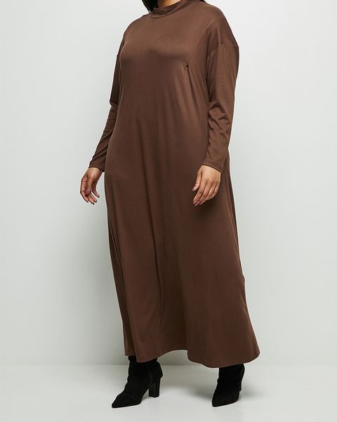 Women's MILLA Brushed Knit Dropped Shoulder Maxi Dress-Rootbeer
