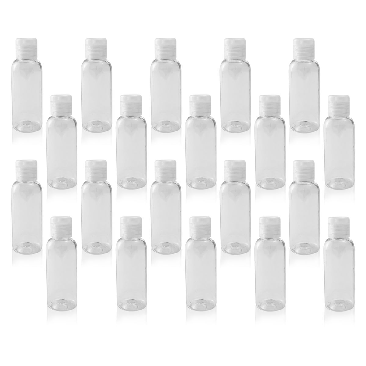 50ml Clear Bottles with Flip Top Caps - Set of 20
