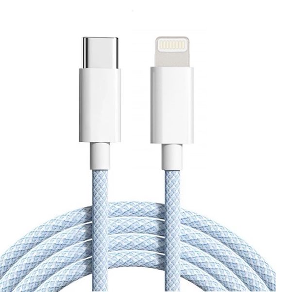 Type C To IPhone (Lightning) Fast Charging Cable - 1M Braided Cable - Green