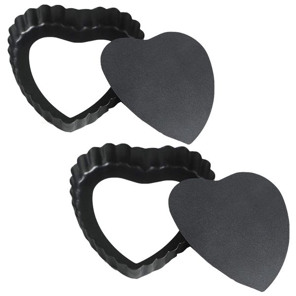 Kitchen Love Heart Shaped Removable Bottom Mold Baking Pan Set Of 2 -23cm