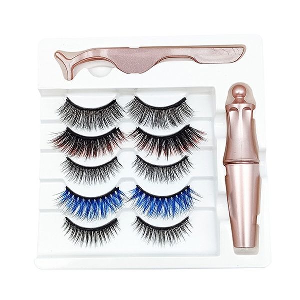 5 Pairs Of Mixed Style Color Magnetic False Eyelashes