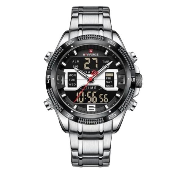 Naviforce Men's Everest Analogue &amp; Digital, Military Watch Silver