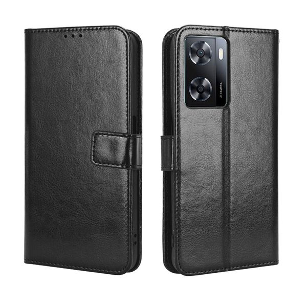 Crazy Horse Pattern Leather Protective Case Compatible With Motorola G35 5G
